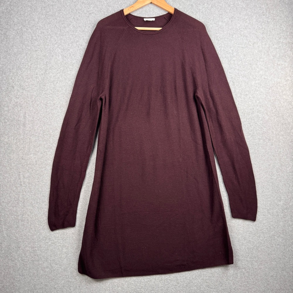 J Jill Sweater Dress Womens Large Tall Purple 100% Merino Wool Washable Fall